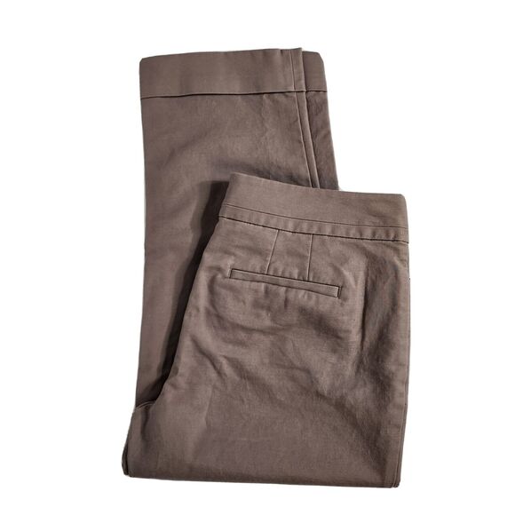Ann Taylor Womens Cropped Pants Size 4 Brown Signature Cuffed Mid Rise Pockets - Picture 3 of 9